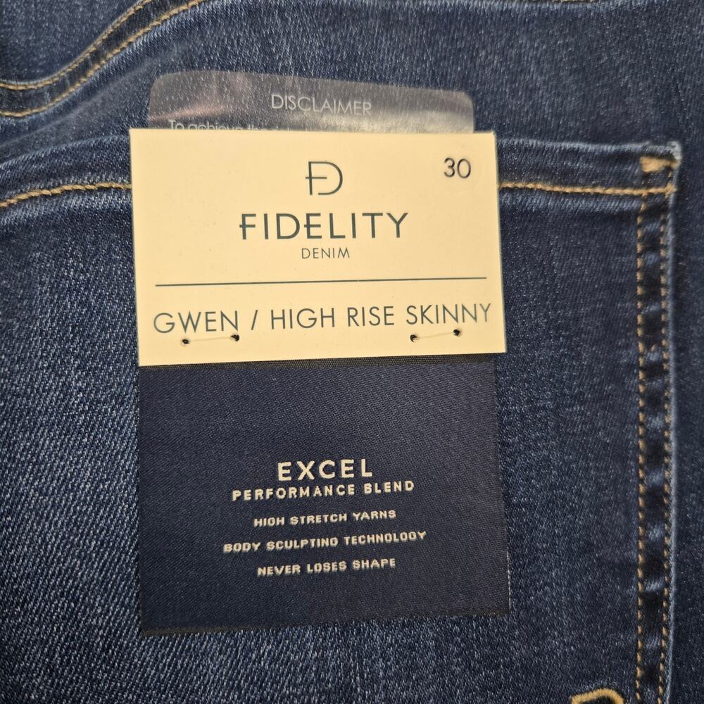 Fidelity jeans NWT Gwen high rise skinny dark wash size 30 - Picture 4 of 5